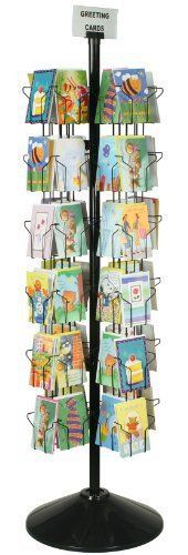 New Greeting Card Floor Rack W/(72) 5x7 Pockets 70&#034; Tall Rotating Wire Stand Bla