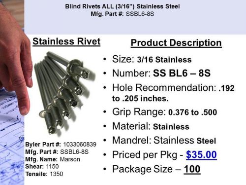 3/16 stainless steel pop rivet for sale