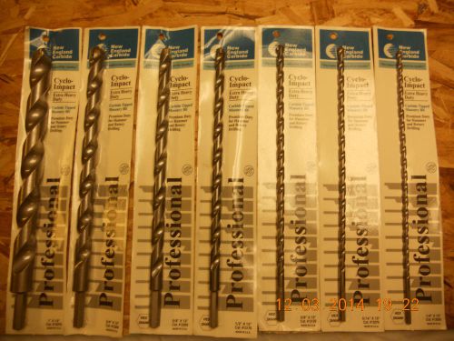 New England Carbide Hammer drill bits 1&#034;-3/4&#039;-5/8&#034;-1/2&#034;-3/8&#034;-5/16-1/4&#034; USA 13&#034;