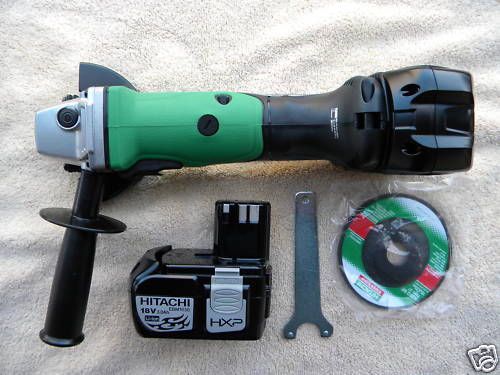 NEW HITACHI 18V G18DL CORDLESS ANGLE GRINDER, 2 EBM1830 BATTERIES 18 VOLT