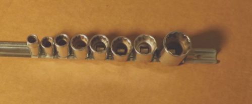 Vtg Challenger 8 Piece 12 POINT 3/8&#034; Drive Socket SET 3/8&#034; to 1&#034;