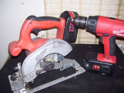 Milwaukee 18V Circular Saw &amp; Power-Plus Drill w/2 GOOD BATTERY&#039;S