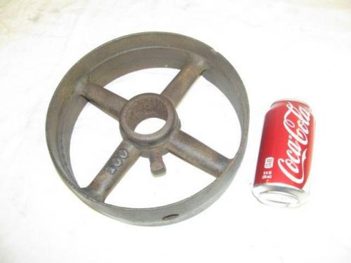 Antique cast iron hit &amp; miss gas steam engine line shaft flat belt pulley 9-1/2&#034; for sale