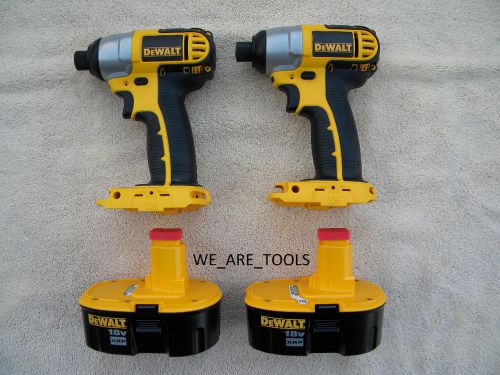 2 new dewalt 18v dc827 cordless impact drivers, 2 dc9096 batteries xrp 18 volt for sale