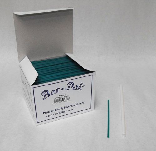 1000 piece 5.5&#034; GREEN STRAWS Slim Sip &#039;n Stir Swizzle Cocktail Stirrer 805G