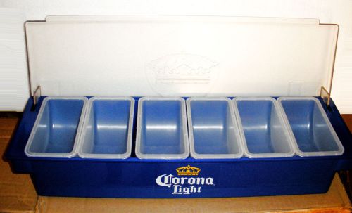 CORONA LIGHT CERVEZA BEER CROWN GARNISH CONDIMENT SNACK CADDY TRAY 20x6x4