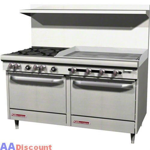 SOUTHBEND 60&#034; GAS COMMERCIAL RANGE 6 BURNER 24&#034;GRIDDLE 2 OVENS S60DD-2G