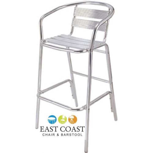 New Aviator Commercial Outdoor Aluminum Ladder Back Bar Stool