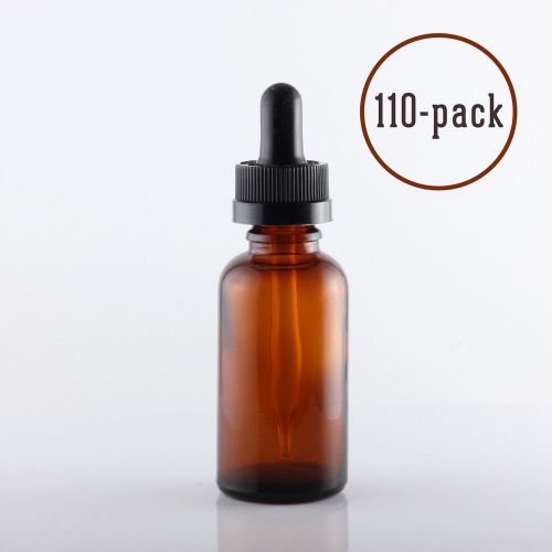 Glass Dropper Bottles 30 mL Childproof Amber (1 Oz) - 110 Pack