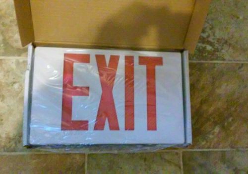 Cooper lighting apc7r exit sign with emergency lighting red letters (lot of 2) for sale