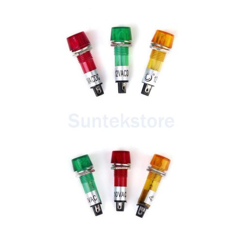 6pcs 110v &amp; 12v ac/dc power signal indicator pilot light bulb for auto car truck for sale