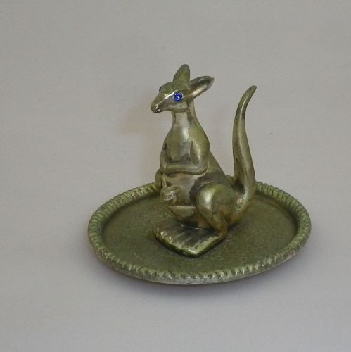 Vintage Australian Silver Plated Ring Holder Kangaroo