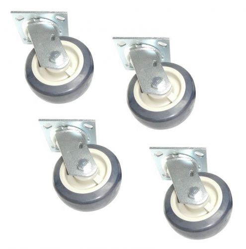 Set of 4 Shepherd Non-Marking Swivel Plate Caster with 5&#034; Polyurethane Wheels