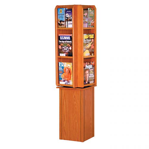 Wooden Mallet MR-24FS Medium Oak Free Standing Rotating Magazine Rack