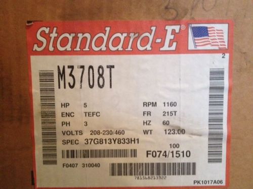 Baldor Standard E 5 hp Electric Motor M3708T new in opened box Super E