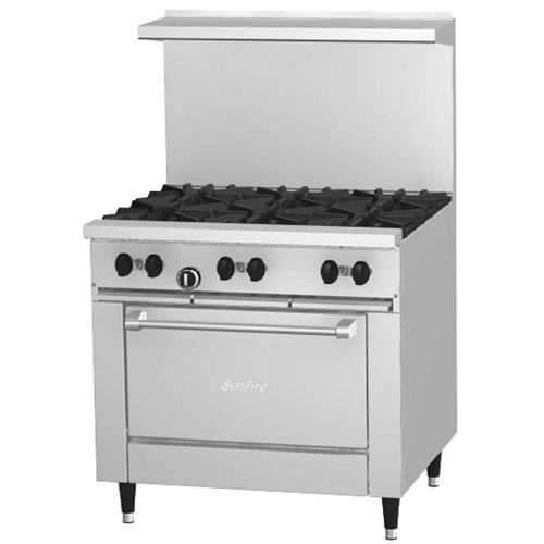 Garland USRange X36-6R, 36 inch 6 Burner SunFire Gas Range with Space Saver Oven