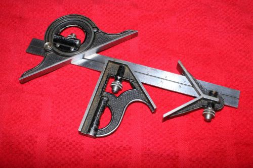 STARRETT COMBINATION SQUARE SET CENTER HEAD PROTRACTOR SQUARE SCALE