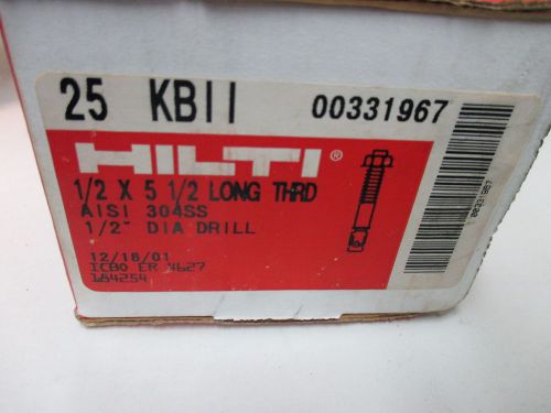 1/2 X 5-1/2 LONG THREAD HILTI 25 PCS 1/2&#034; DIA DRILL 00331967 (LL2183)