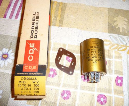 Cornell Dubilier CDE multi electrolytic capacitor 30-4-4 uf 500V; 200 uf 50V