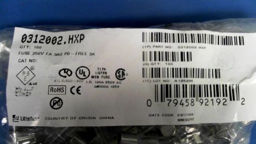 45-pcs 250v fast 3ag 2a cart lttlfuse 0312002.hxp 0312002 0312002hxp for sale