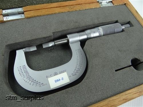 MITUTOYO MODEL 122-125 0&#034;-1&#034; OUTSIDE BLADE MICROMETER .0001&#034; GRADS W/ CASE