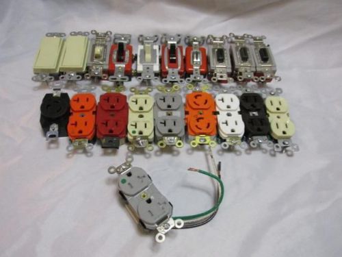 Lot of (20) Leviton &amp; Hubbell Industrial Grade Toggle Switches &amp; Receptacles