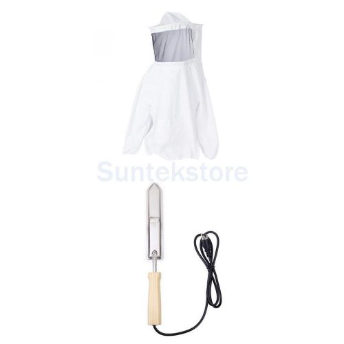 Beekeeping Jacket Veil Smock Equipment+US Plug Electric Scraping Honey Hot Knife