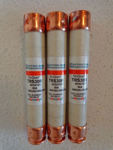 Ferraz Shawmut Trionic TRS30R Lot of 3 30 Amp 600Vac/300Vdc