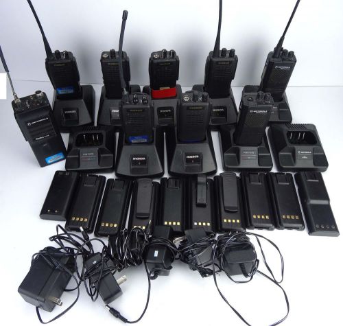 LOT 9 Motorola Radius GP300 P100 Maxom SP-340 Two Way Radio&#039;s Chargers Batteries