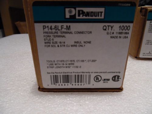 Panduit p14-6lf-m locking fork terminal 18 –14 awg  #6 stud size nib lot of 1000 for sale