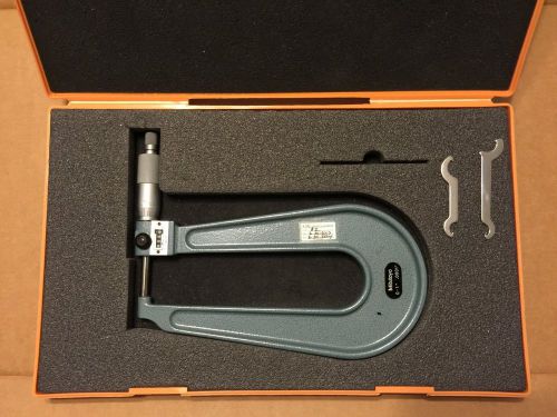 Mitutoyo 189-129, 0 - 1&#034; X .0001&#034; Deep Throat Micrometer, Ratchet, 6&#034; Throat Dep