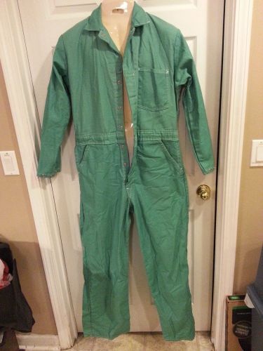 Flame Retardant GREEN Coveralls SZ MED Universal OVERALL Co. Measurements below