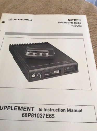 Vintage Motorola Mitrek Two Way Fm Radio  Supplement Manual