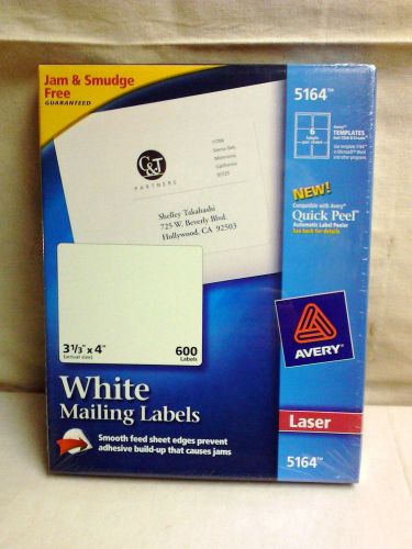 600 Genuine Avery 5164 Mailing Labels 3.33&#034; x 4&#034; 6/sheet 100 sheets Factory Seal