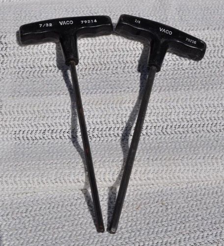 Pair vaco - allen wrench hex (tee) t-handle, 7/32 &amp; 1/4 x 7-1/2 used made in usa for sale