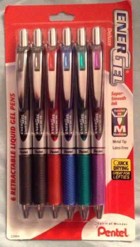 Pentel EnerGel Deluxe Value Pack, 0.7mm, 6 pens Assorted Ink Colours