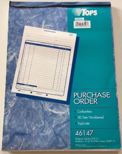 Purchase Order Carbonless Triplicate 46147 Numbered TOPS 8-3/8 x 10 3/16