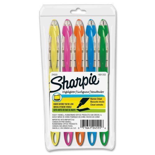 Sharpie Pen Style Highlighters Narrow Chisel Point Marker Visible Ink 5 Pack