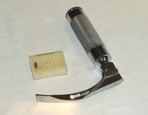 1 FOREGGER FOLDING LARYNGOSCOPE W/ MACINTOSH #3 BLADE, BATTERIES &amp; EXTRA BULB