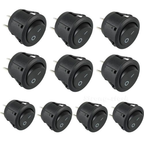 10Pcs ON/OFF 2 Position SPDT Round Boat Rocker Switch 6A/250V 10A/125V AC DFGH