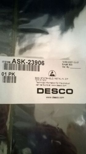 LOT OF 300 DESCO ANTI-STATIC BAGS 12&#034; x 12&#034; METAL IN ZIP NEW IN PACKAGING