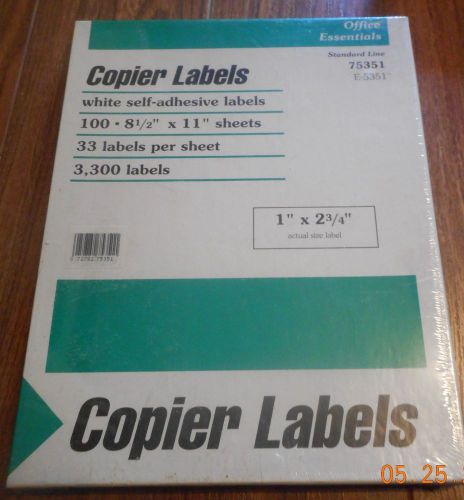 Office Essentials Copier Labels - 1&#034; x 2 3/4&#034; White Laser Labels 3,300 Labels