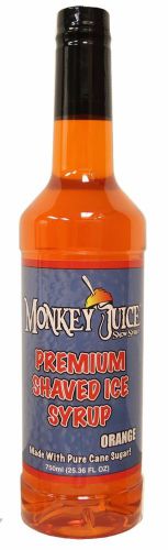 Orange snow cone syrup - made with pure cane sugar - monkey juice brand for sale