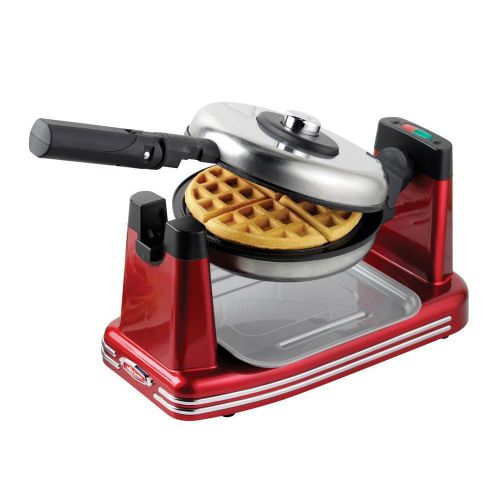 Nostalgia Electrics Retro Series Style Nonstick Flip Belgian Waffle Maker in Red