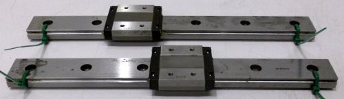 Pair of thk rsr-12wv a5f-24 linear bearing slide stage block guide rails 9&#034; for sale