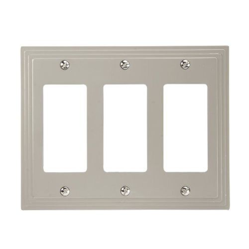 Amerelle 84RRRN Steps Cast Metal Triple Rocker/GFCI Wallplate, Satin Nickel NEW