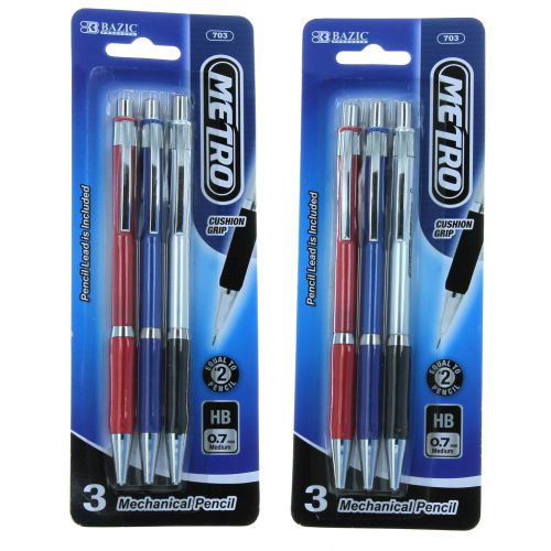 Bazic Metro Lot of 6 Mechanical Pencil 0.7mm Medium #2 Pencil