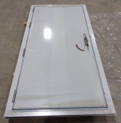 36&#034;x 80&#034; Aluminum Exterior Weathertight RH Door with Window (Light Ivory)