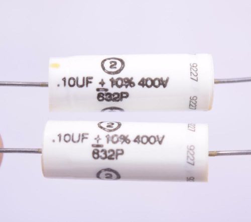 NEW 2 PK .10UF + 10% 400v 632P White Axial Film Capacitors   FREE SHIPPING