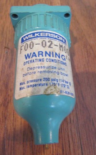 R81 WILKERSON FILTER F00-02-M00 MAX. PRESSURE 200PSIG MAX. TEMP 175 DEG. F. NIB